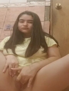 Young Horny Girl Fingering In Bathroom And Recording For BF