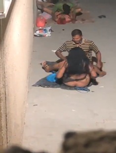 Three Randi’s Fucking By Customer Backside Of Building Caught In Cam